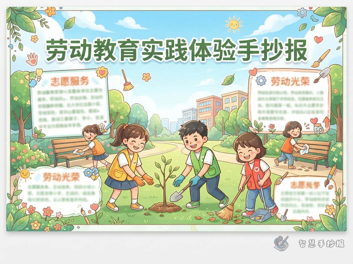社区志愿服务劳动体验手抄报写什么内容 - 智慧手抄报专题封面图