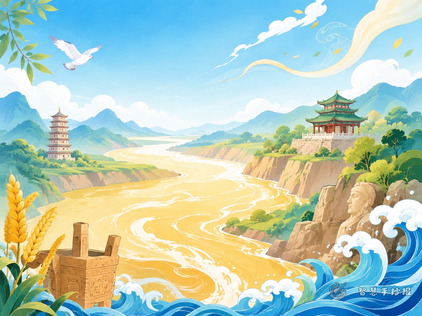 What should I write in a Yellow River culture handwritten newspaper to make it well-structured? - Poster topic cover image