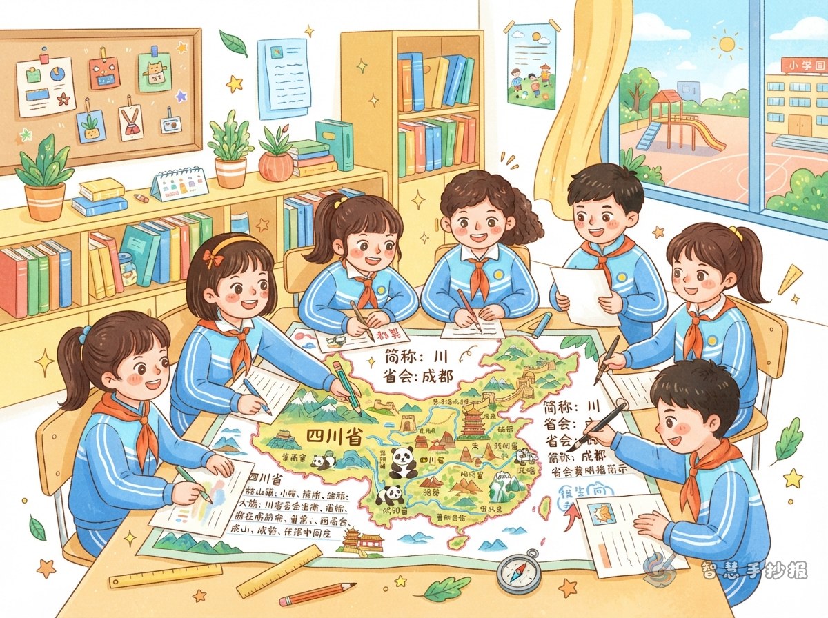 家乡所在省份的简称和省会怎么写进手抄报 - 智慧手抄报专题封面图