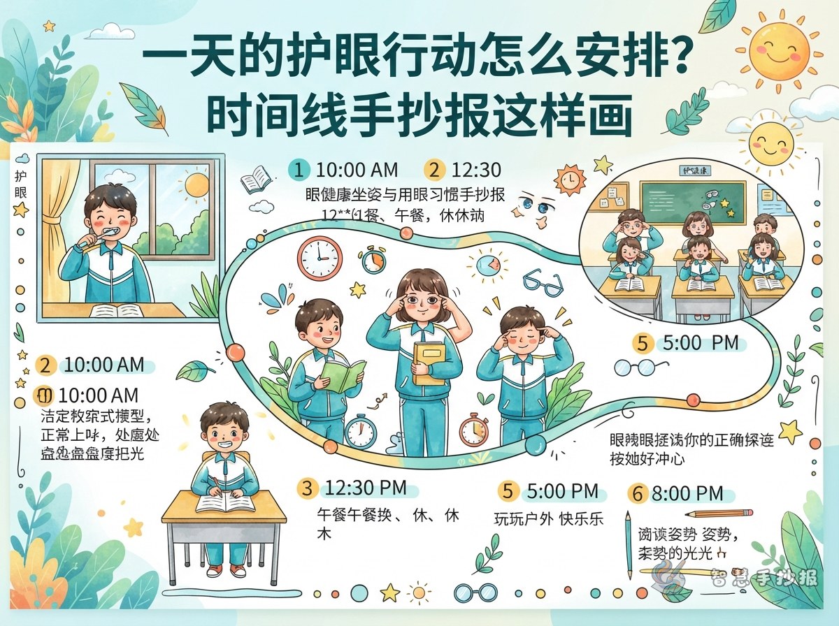 How Should a Daily Eye-Care Routine Be Arranged? Make a Timeline Poster - Poster topic cover image