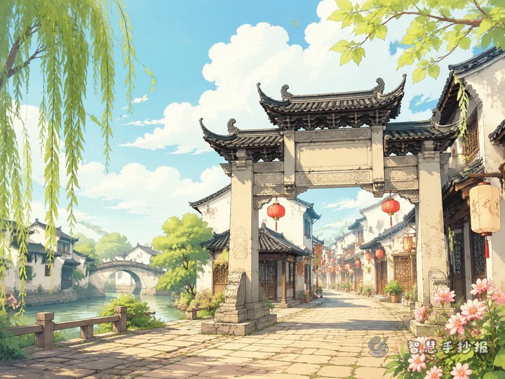 古镇石板路和老街牌坊手抄报写什么更有传统韵味？ - 相关内容封面