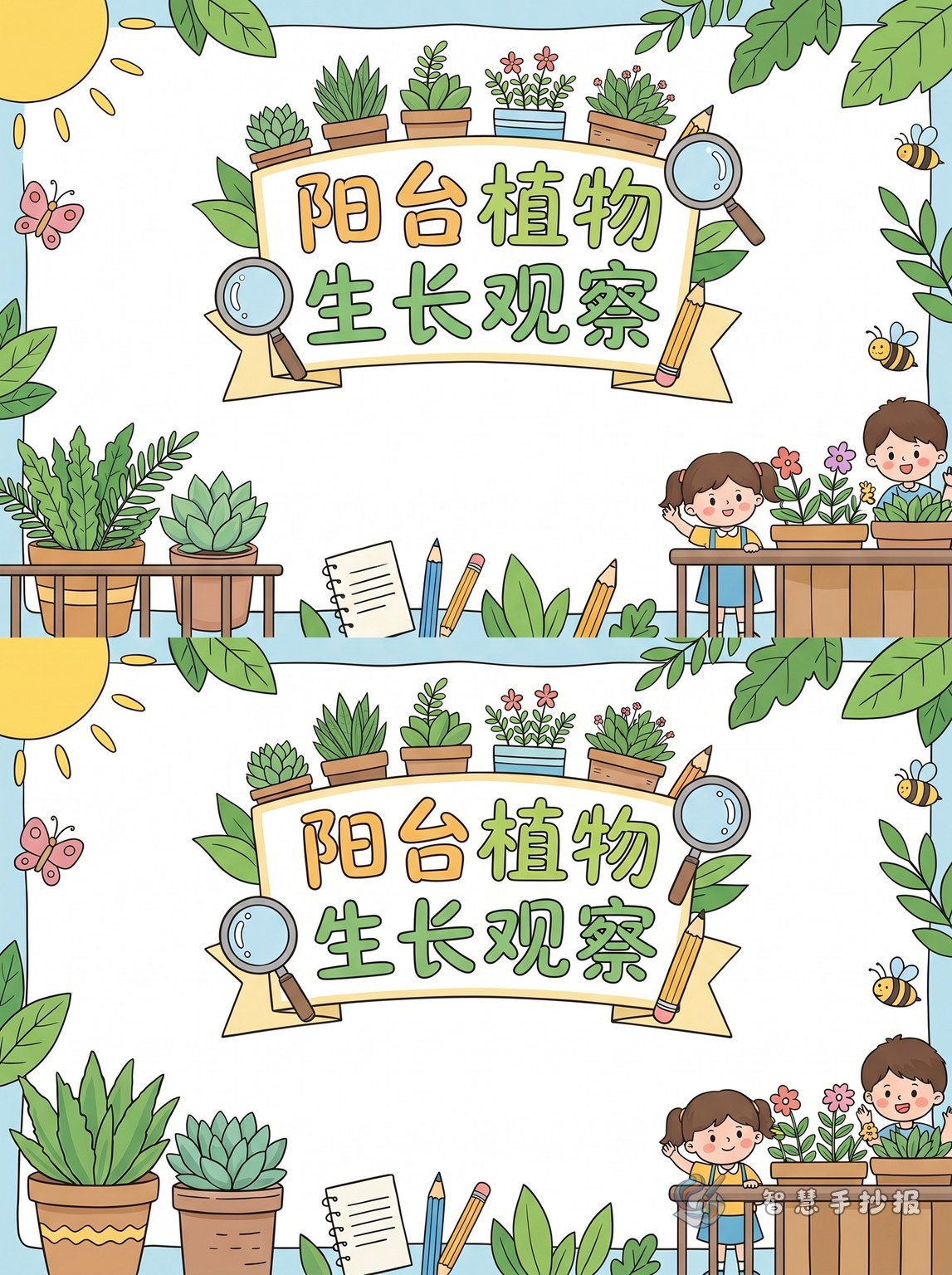 阳台植物生长观察手抄报怎么做更有内容 - 智慧手抄报专题封面图