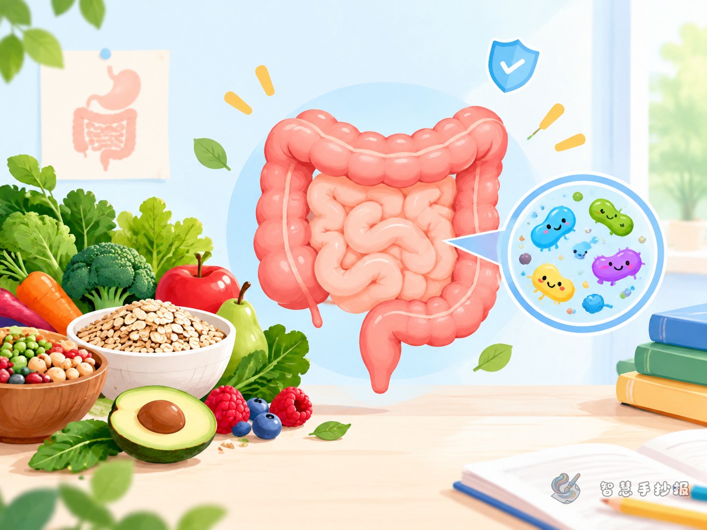 膳食纤维对肠道有什么帮助？手抄报怎么画 - 智慧手抄报专题封面图