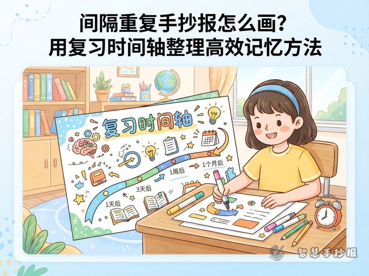 间隔重复手抄报怎么画？用复习时间轴整理高效记忆方法 - 相关内容封面