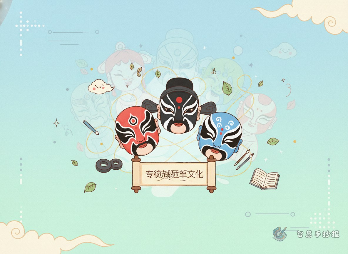 戏曲脸谱背后的人物故事怎么写进手抄报 - 智慧手抄报专题封面图