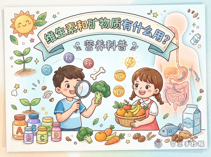 维生素和矿物质有什么用？营养科普手抄报怎么画 - 相关内容封面