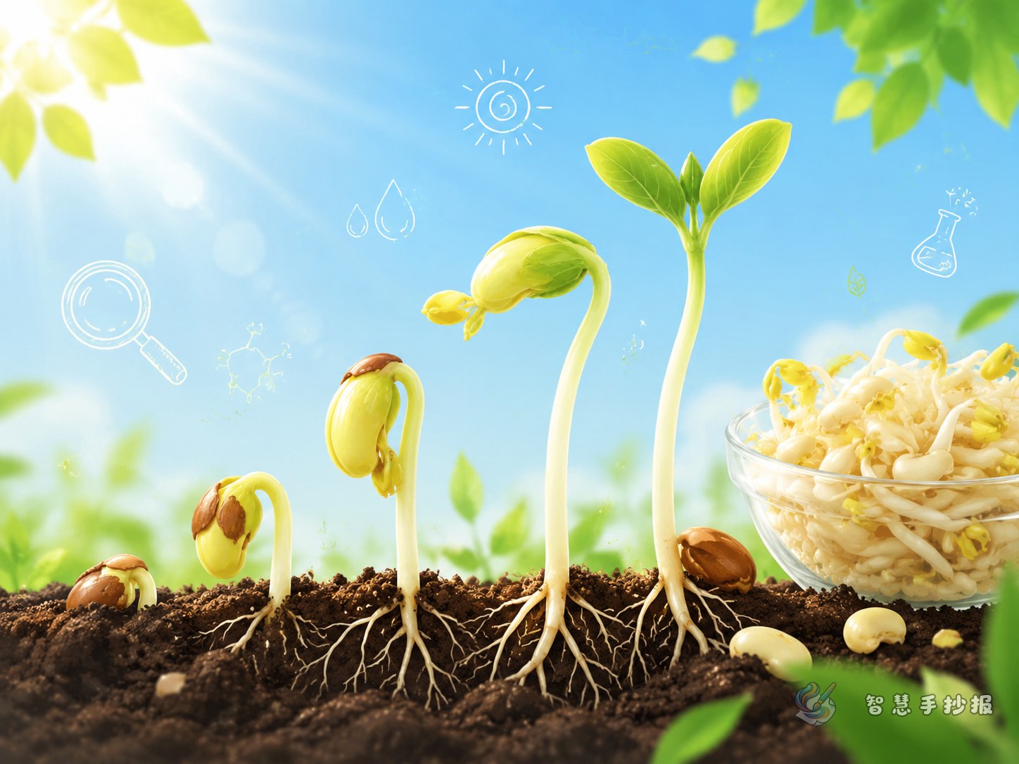 How to Make a Handwritten Newspaper About Observing Bean Sprouts - Poster topic cover image