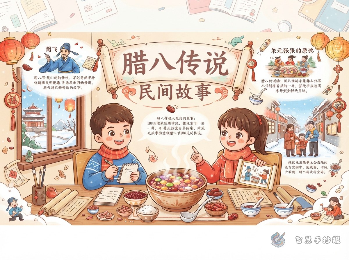 腊八节腊八粥传说手抄报可以写哪些民间故事 - 智慧手抄报专题封面图