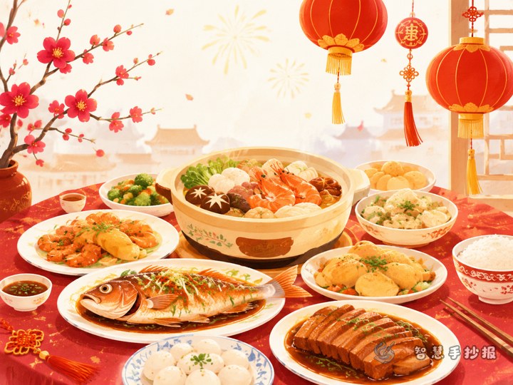 春节年夜饭手抄报写什么内容更有年味 - 相关内容封面