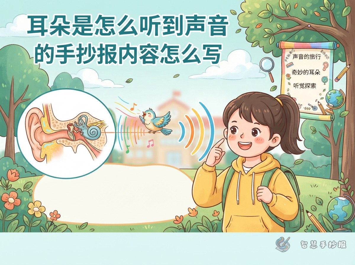 耳朵是怎么听到声音的手抄报内容怎么写 - 智慧手抄报专题封面图