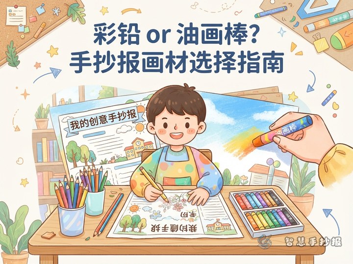 手抄报涂色用彩铅还是油画棒？不同区域的画材搭配方法 - 相关内容封面