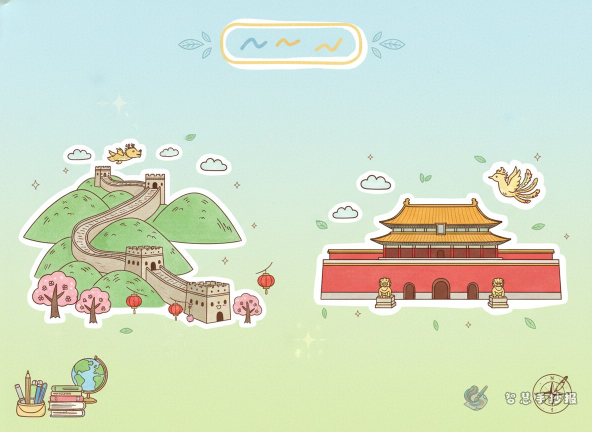 长城和故宫手抄报怎么做才好看又有内容 - 智慧手抄报专题封面图
