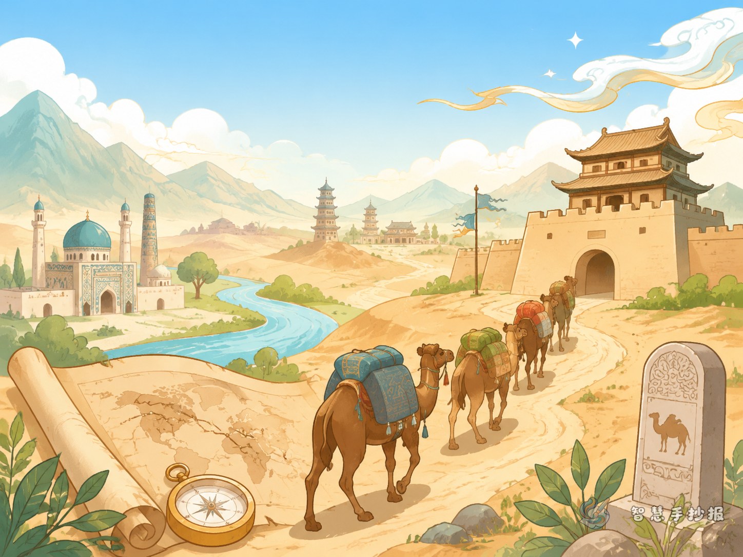 古代丝绸之路手抄报可以设计哪些栏目 - 智慧手抄报专题封面图