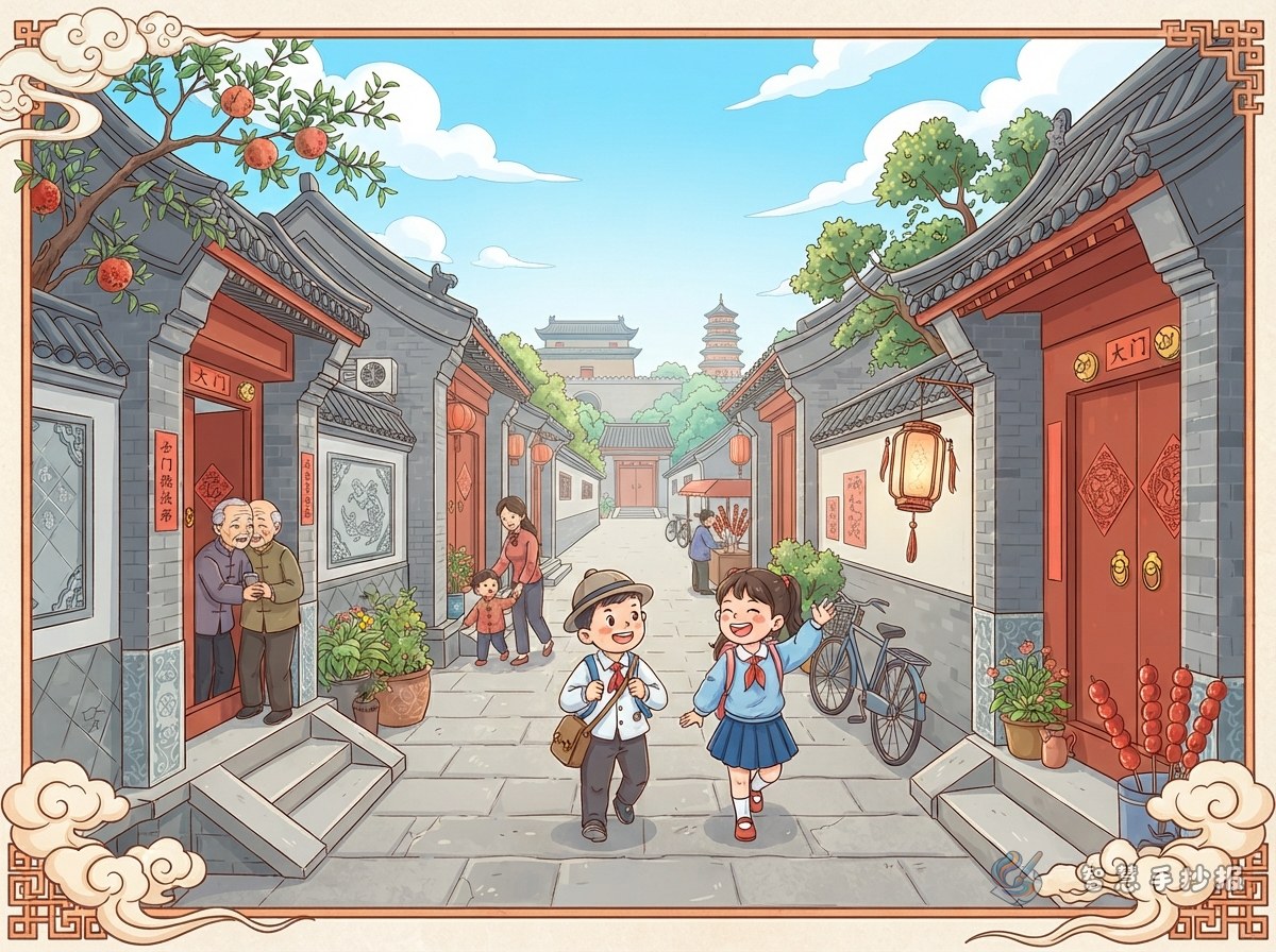 明清北京胡同与四合院生活手抄报怎么做才有街巷味 - 智慧手抄报专题封面图