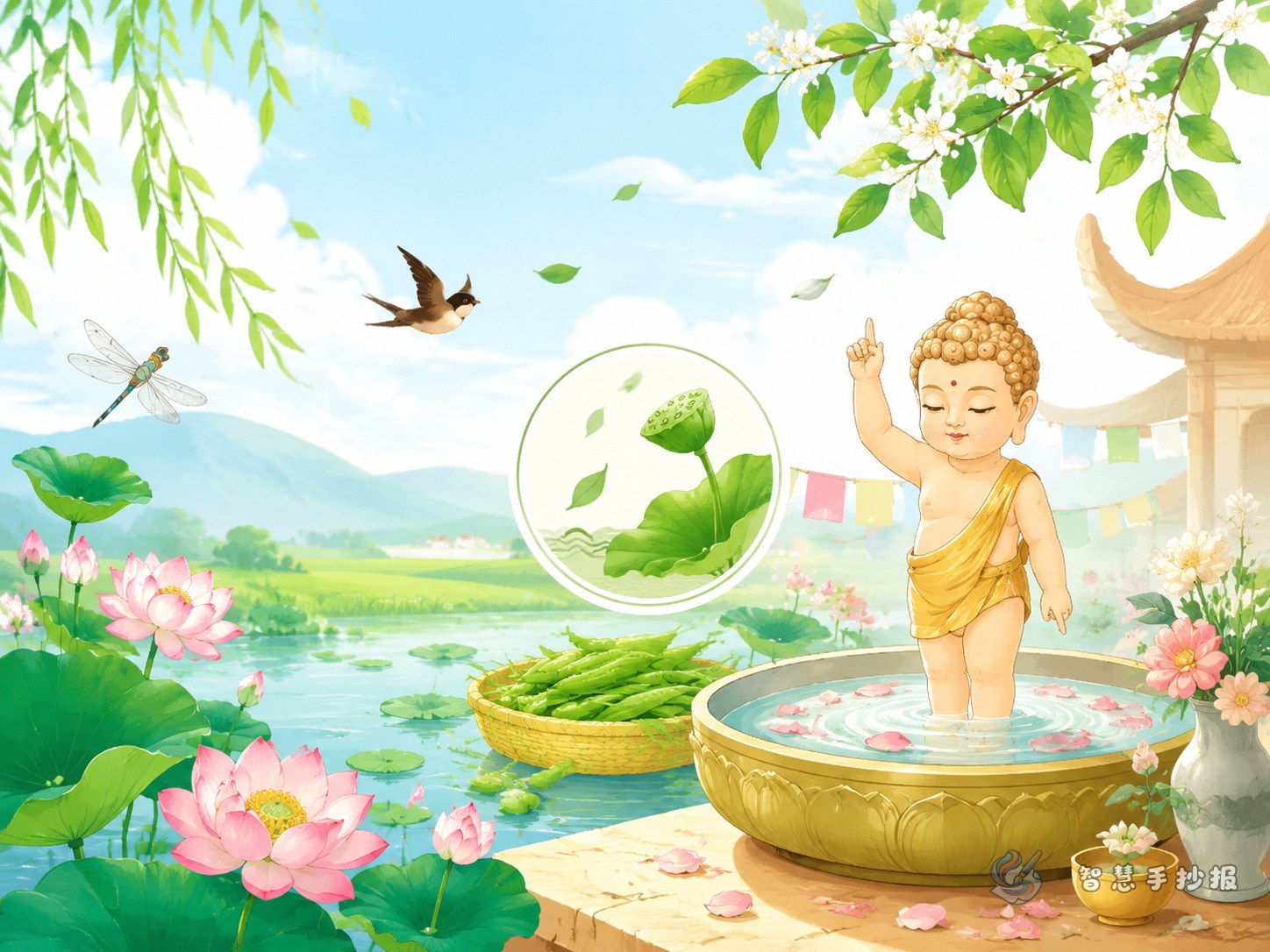 农历四月手抄报怎么做？立夏物候与浴佛节内容这样组合 - 智慧手抄报专题封面图