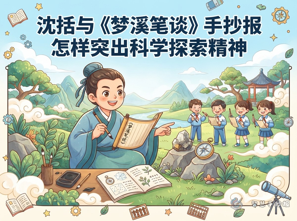 沈括与《梦溪笔谈》手抄报怎样突出科学探索精神 - 智慧手抄报专题封面图