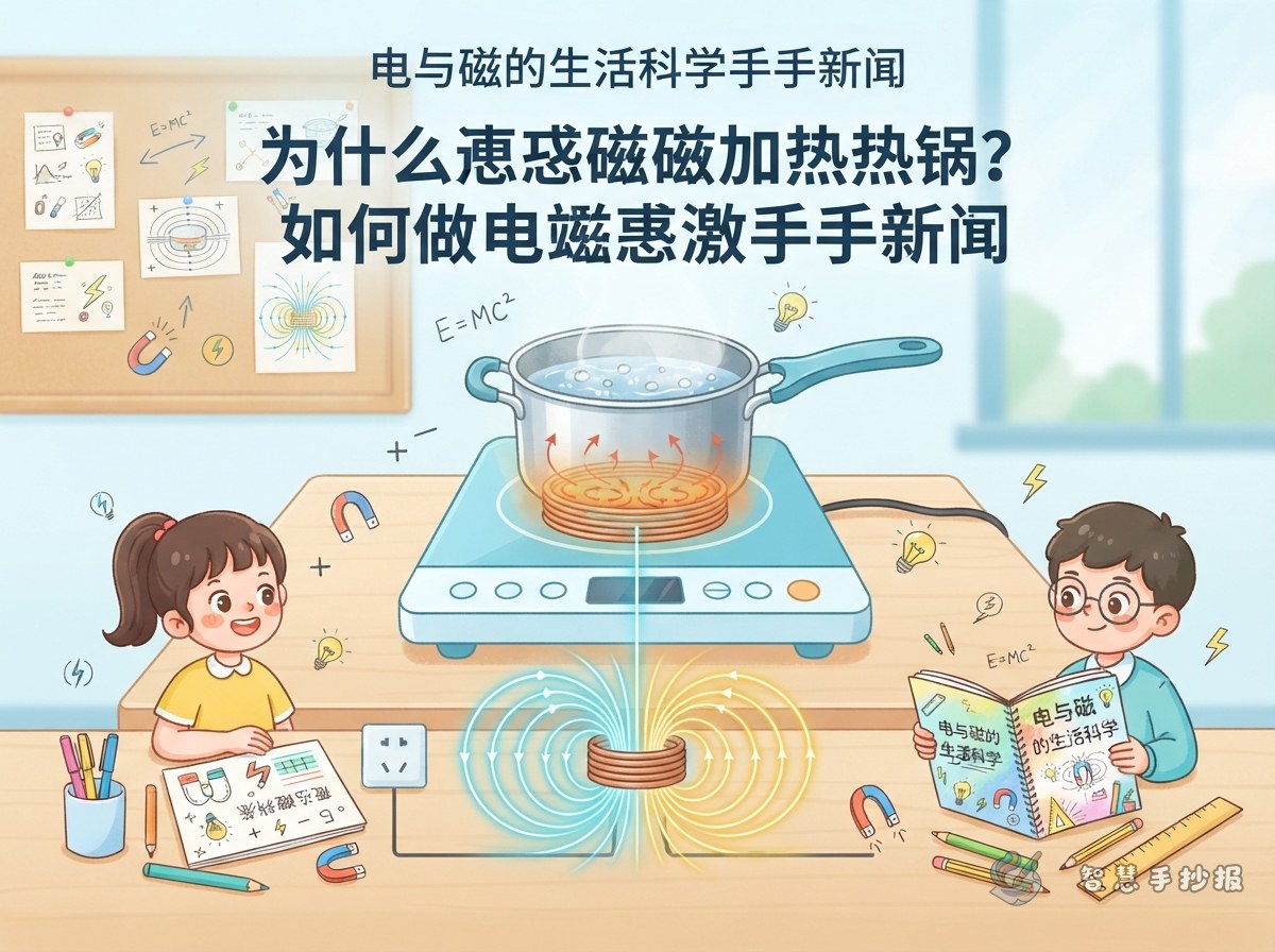 电磁炉为什么能把锅烧热？电磁感应手抄报怎么做 - 智慧手抄报专题封面图