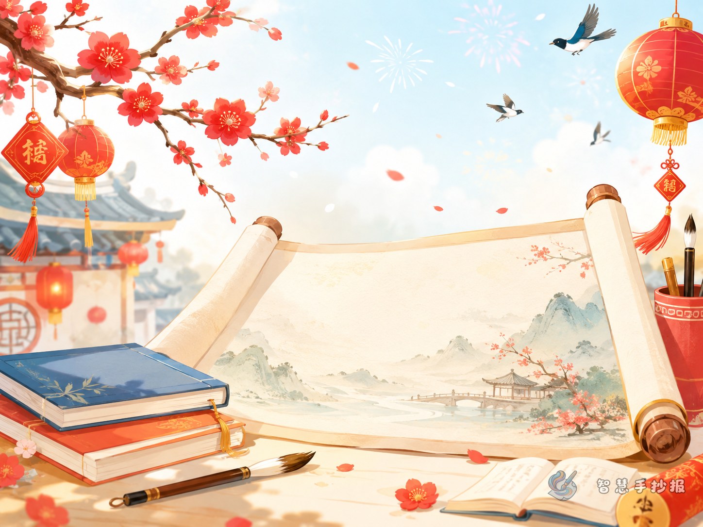 春节古诗词手抄报怎么选诗和排版更好看 - 智慧手抄报专题封面图