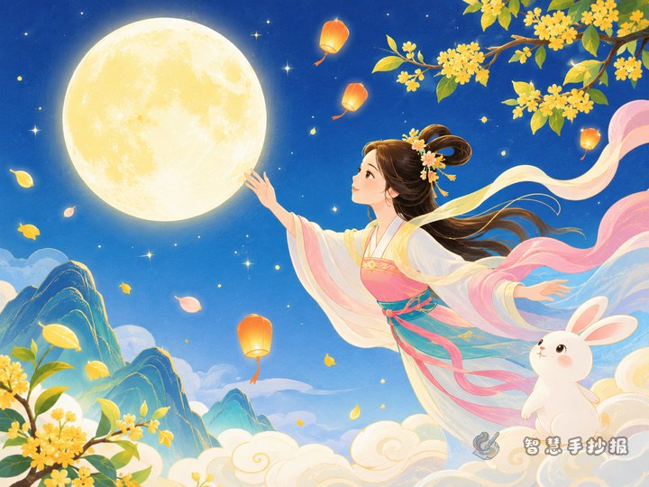 中秋节嫦娥奔月手抄报写什么内容比较吸引人 - 相关内容封面