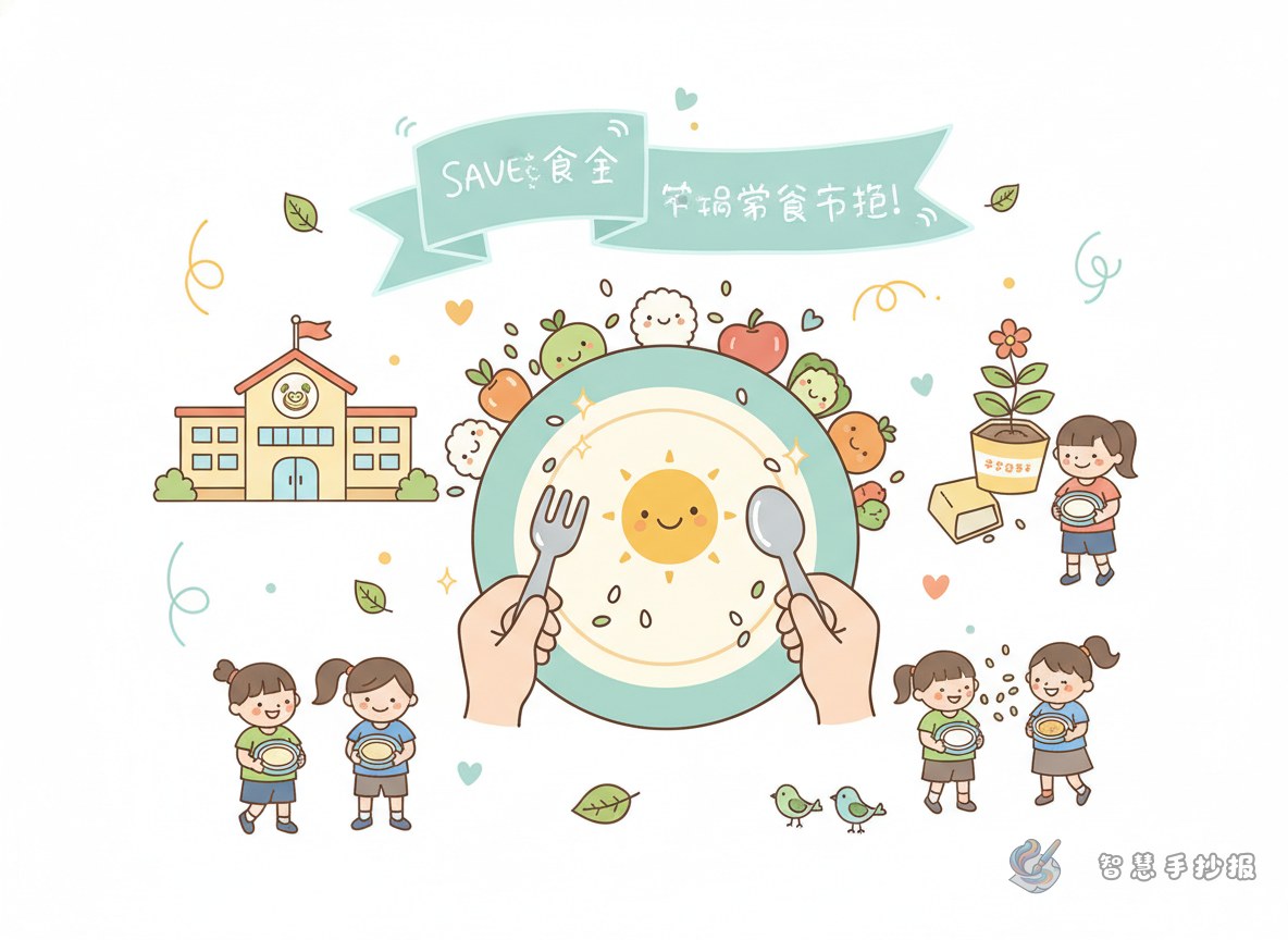 校园食堂节约粮食手抄报可以从哪些细节入手 - 智慧手抄报专题封面图