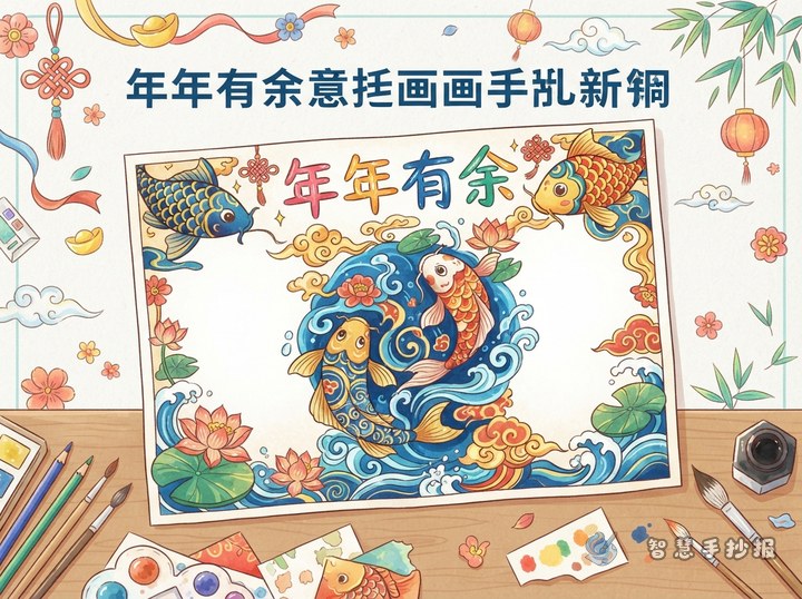 How to Make a Fish Pattern Handwritten Newspaper Full of Auspicious Meaning - Sketch Topic Cover