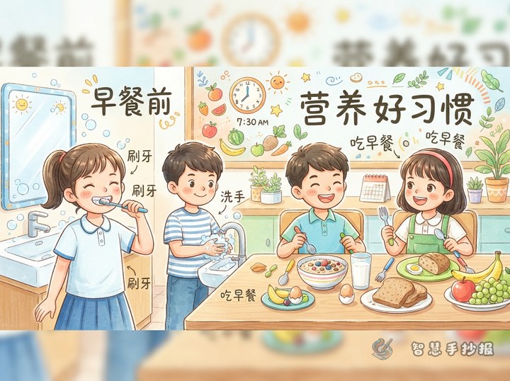 What Good Habits Should We Follow Before and After Breakfast? - Preview of Healthy Breakfast and Eating Habits Handwritten Newspaper series