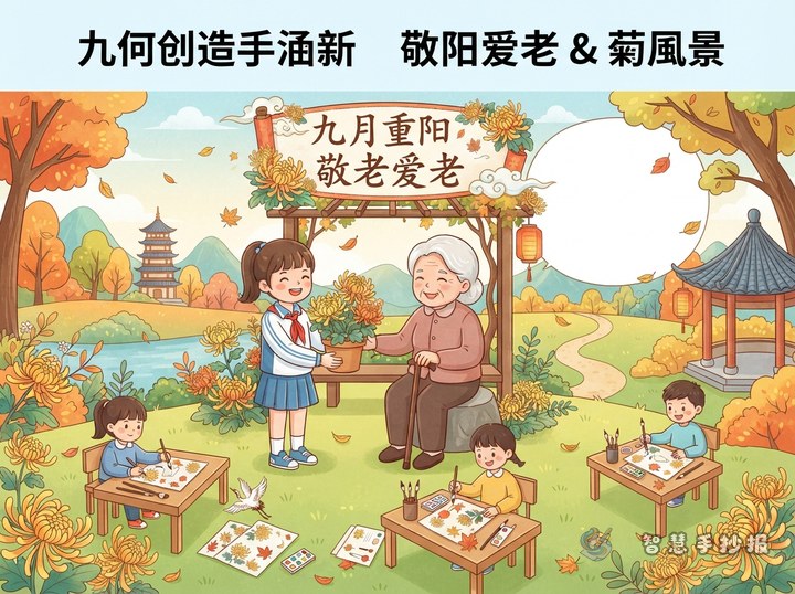 农历九月手抄报怎么画？重阳敬老与菊花秋景素材 - 相关内容封面