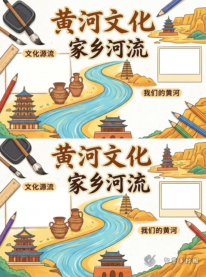 黄河文化家乡河流手抄报怎么写更有内容？ - 相关内容封面