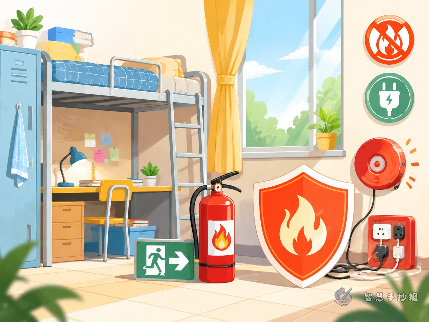 What practical content can I put on a dormitory fire safety handwritten newspaper? - Poster topic cover image