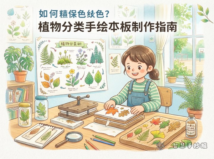 树叶标本怎么压平又不变色？植物分类手抄报这样做 - 相关内容封面