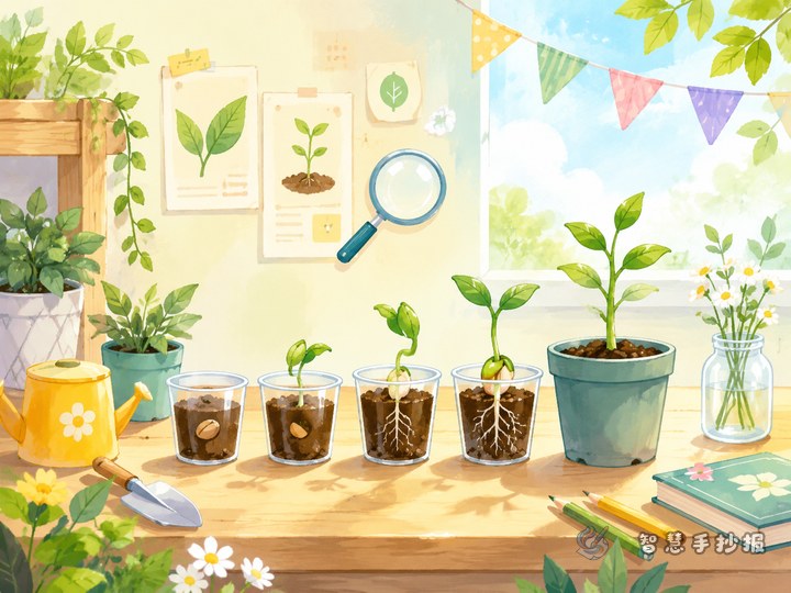 校园植物角发芽观察手抄报可以分哪几个栏目 - 相关内容封面