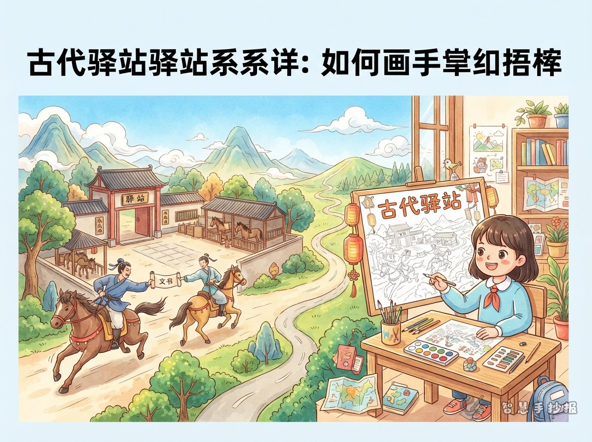古代驿站为什么要换马接力？手抄报怎么画 - 智慧手抄报专题封面图