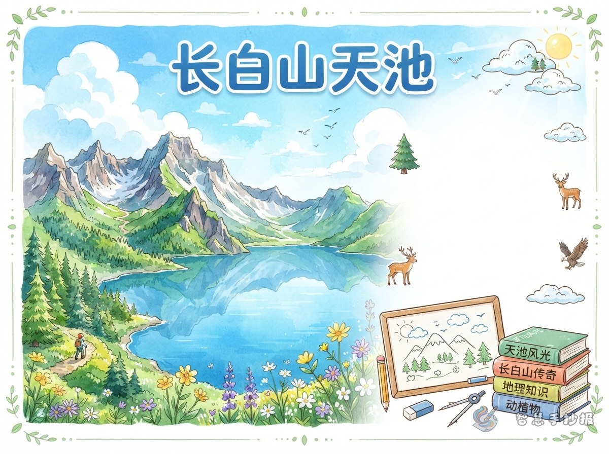 What to Write on a Changbai Mountain Tianchi Handwritten Newspaper? Content and Layout Ideas - Poster topic cover image