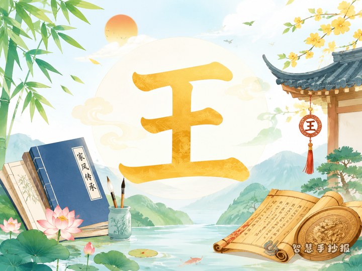 王姓手抄报怎么做才有文化感和家风味 - 中华姓氏文化手抄报系列作品预览