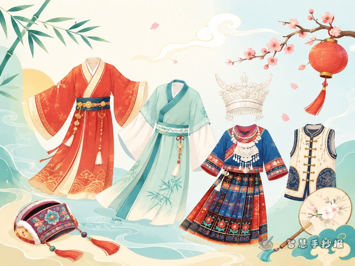 How to Make a Handwritten Newspaper About Traditional Chinese Clothing - Poster line art preview