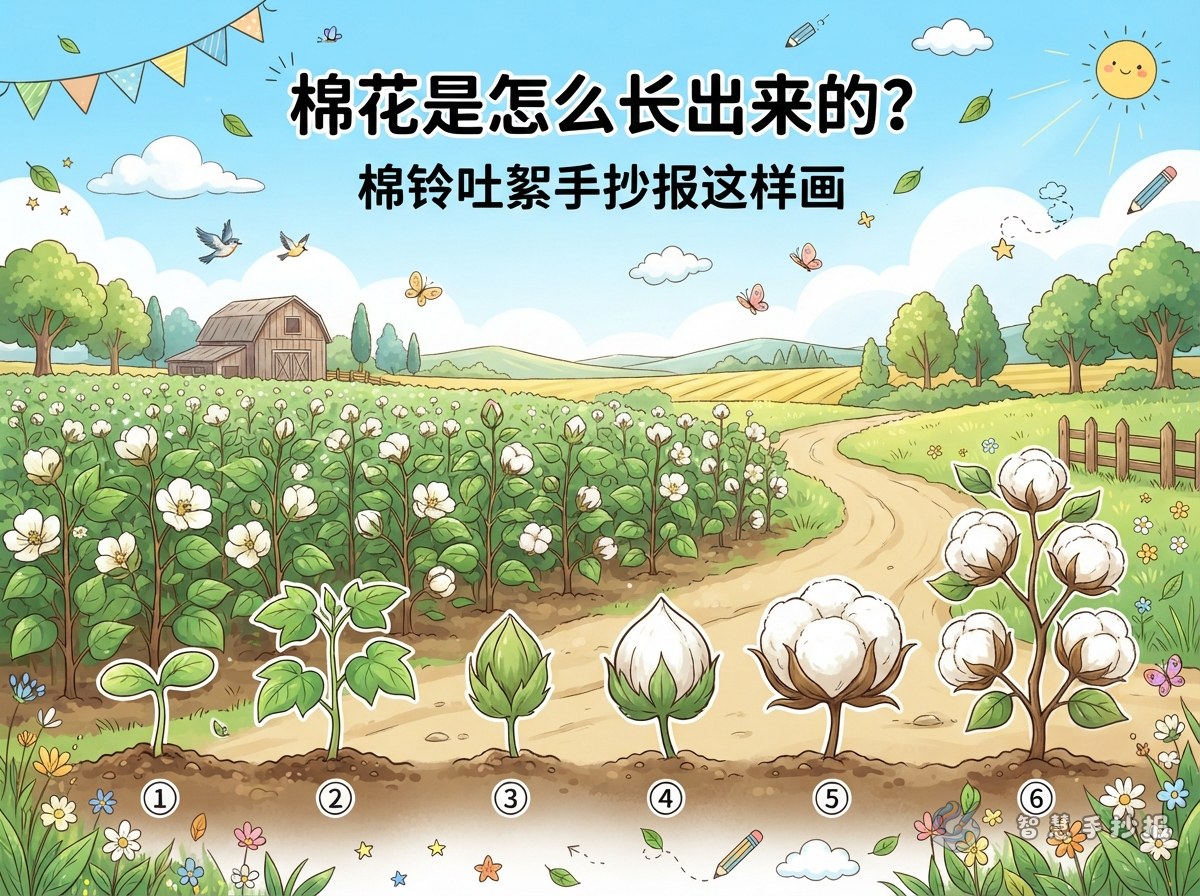 How Does Cotton Grow? A Poster About Cotton Bolls and Fiber - Poster topic cover image
