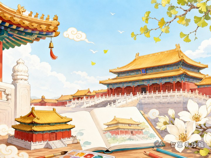 故宫建筑手抄报怎么做更有中国传统建筑味道 - 手抄报专题封面