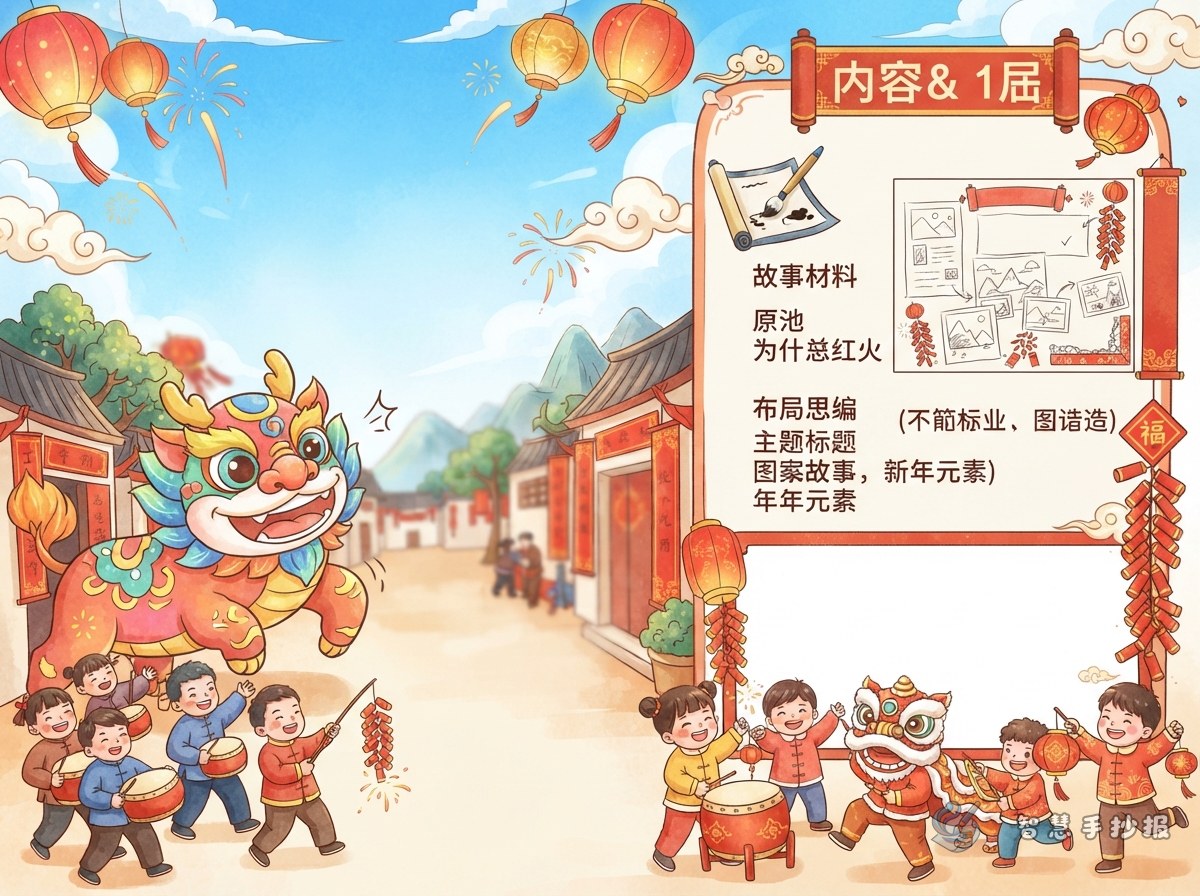 年兽的传说手抄报怎么写才有年味，内容素材和版面怎么安排 - 智慧手抄报专题封面图
