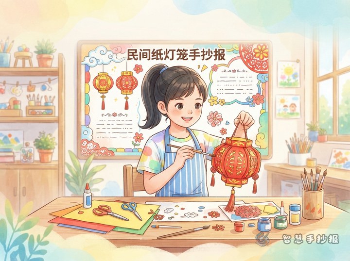 民间纸灯笼手抄报怎么设计版面和内容 - 相关内容封面