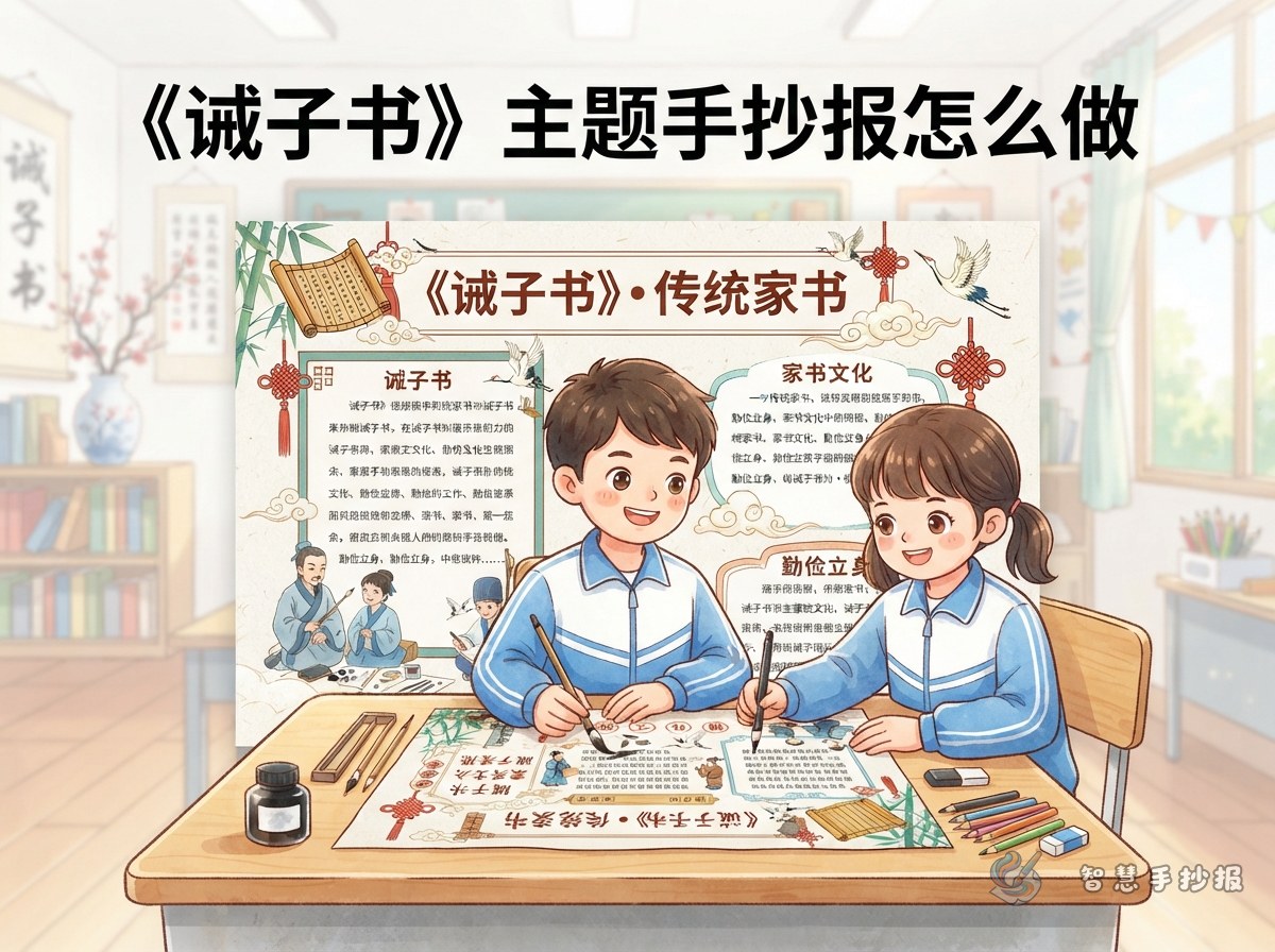 《诫子书》主题手抄报怎么做 - 智慧手抄报专题封面图