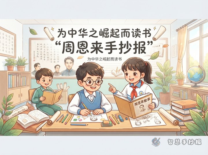 周恩来&ldquo;为中华之崛起而读书&rdquo;手抄报怎么写，栏目和素材怎么安排 - 相关内容封面
