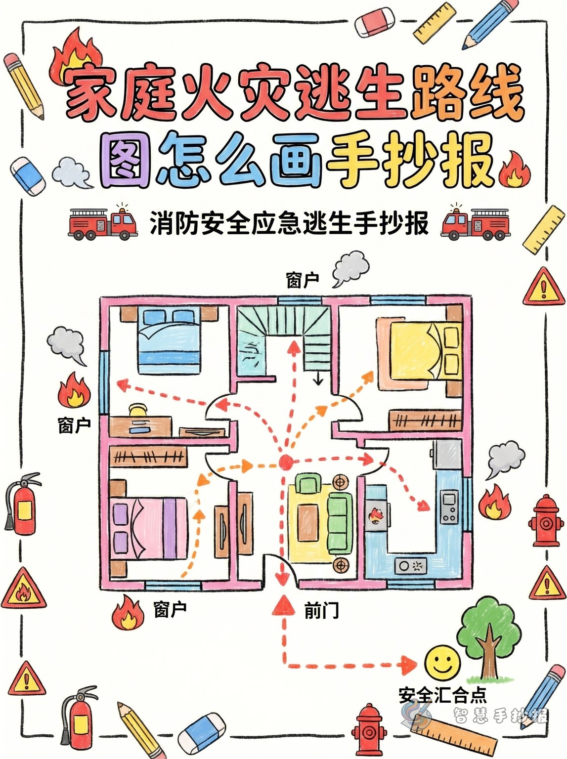 How to Draw a Home Fire Escape Route Map Poster - Poster topic cover image