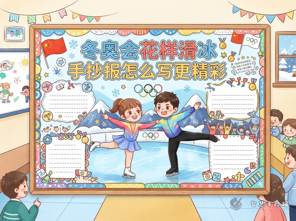 冬奥会花样滑冰手抄报怎么写更精彩 - 智慧手抄报专题封面图