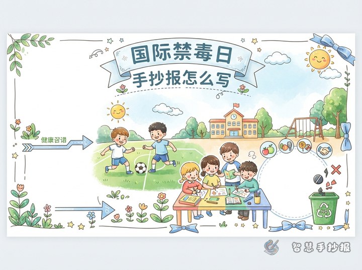 6月26日国际禁毒日手抄报怎么写，栏目和标语怎么安排 - 相关内容封面