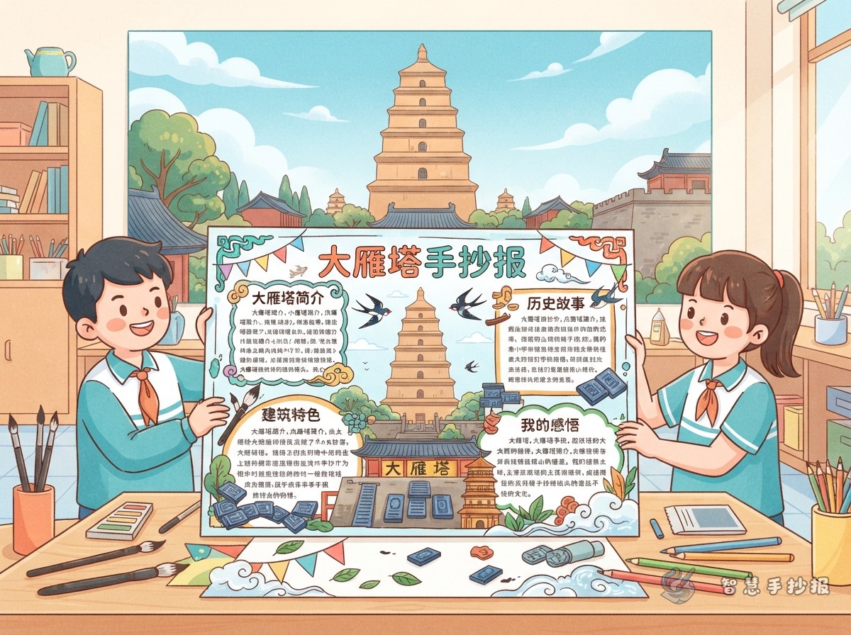 How to Make a Giant Wild Goose Pagoda Handwritten Newspaper: Layout and Content Ideas - Poster topic cover image