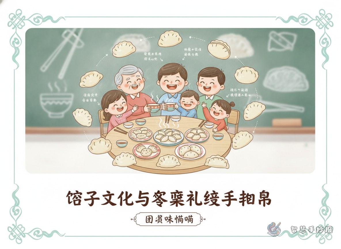 饺子文化与餐桌礼仪手抄报写什么内容更有团圆味 - 智慧手抄报专题封面图