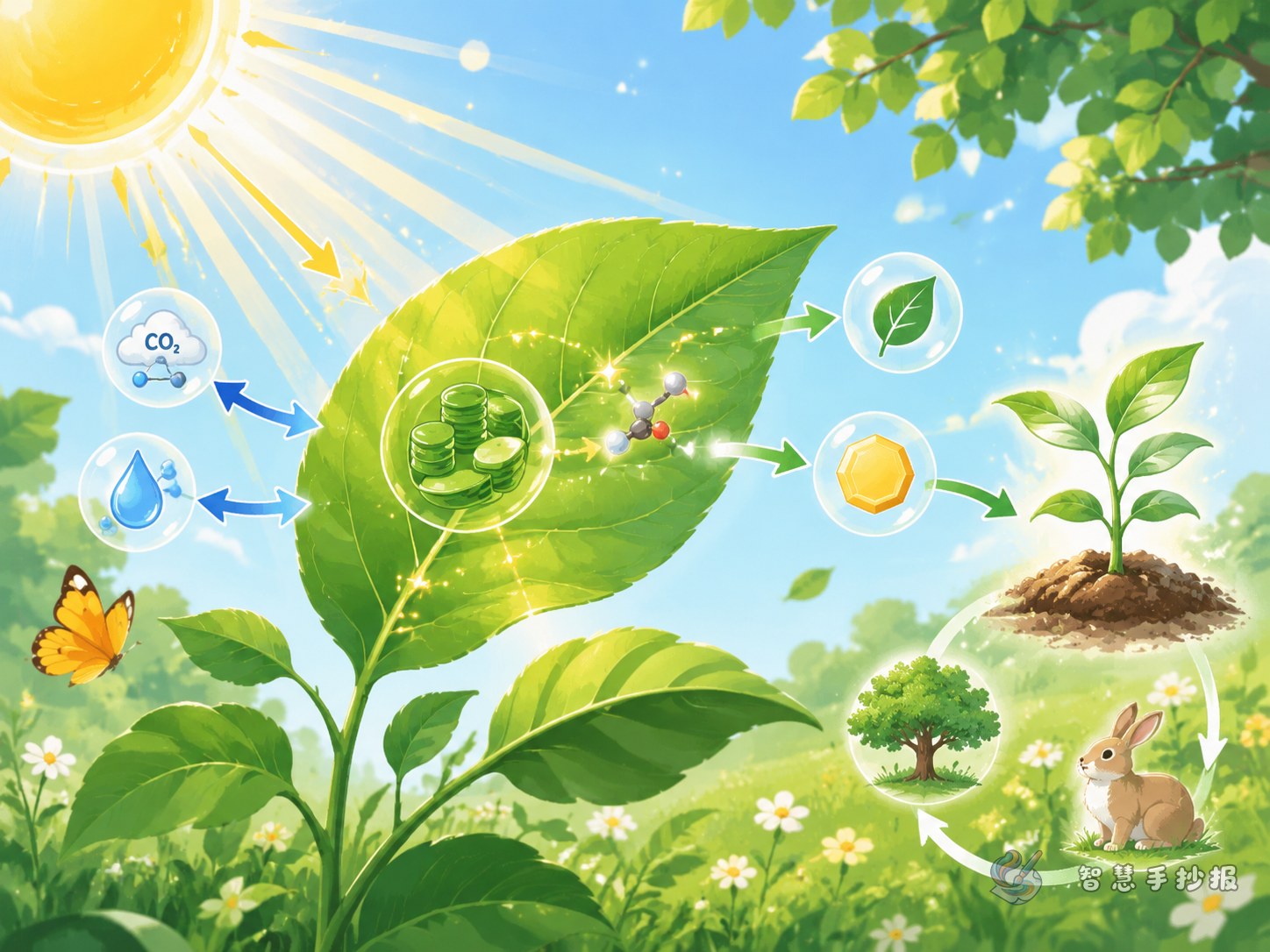 叶子怎样把阳光变成生命能量手抄报怎么做？ - 智慧手抄报专题封面图