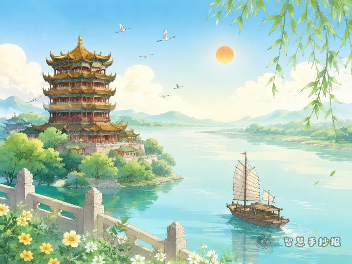 How to Write a Poster on Seeing Meng Haoran Off at Yellow Crane Tower - Preview of Classical Chinese Poetry Appreciation Handwritten Newspaper series