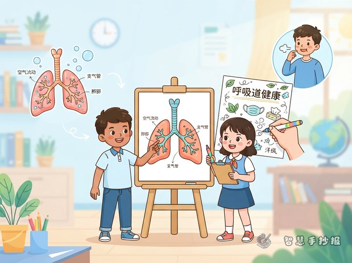 咳嗽时身体在做什么？呼吸道健康手抄报怎么做 - 相关内容封面