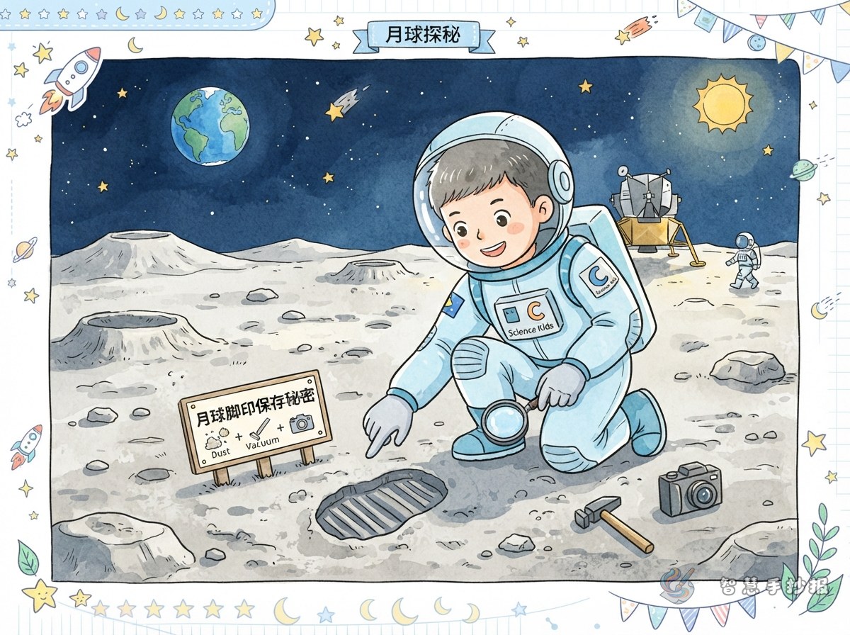 Why Do Footprints Stay on the Moon? Handwritten Newspaper Ideas - Poster topic cover image
